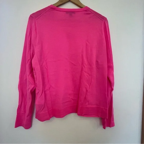 J. Crew Tippi Sweater 100% Merino Wool Hot neon Pink Long Sleeve XL extra large - Picture 5 of 12